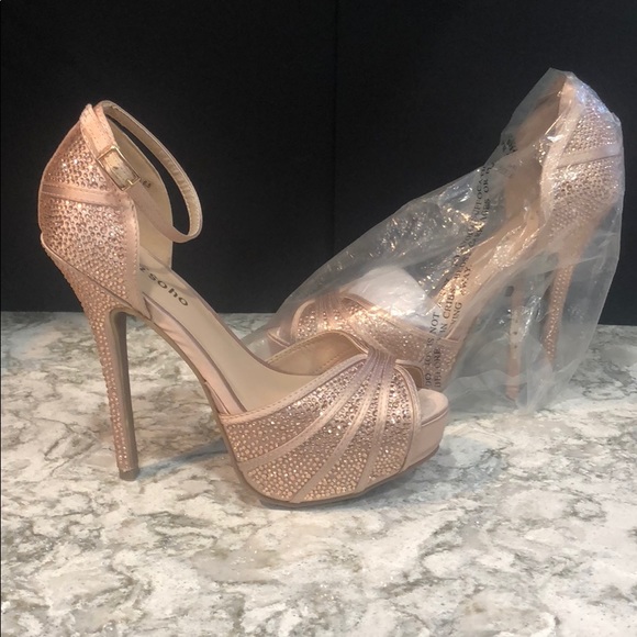 Zigi Soho Shoes - Zigi Rose Gold Peeptoe Platform Ankle Strap Shoe